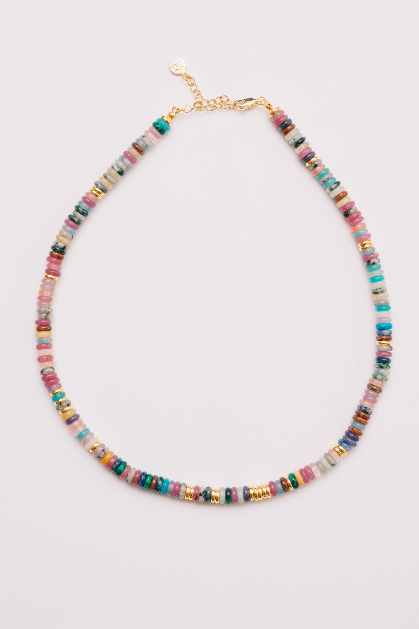 Multicolor Gemstone Necklace | Beaded Beauty,  Adjustable length | 18K Gold Plating