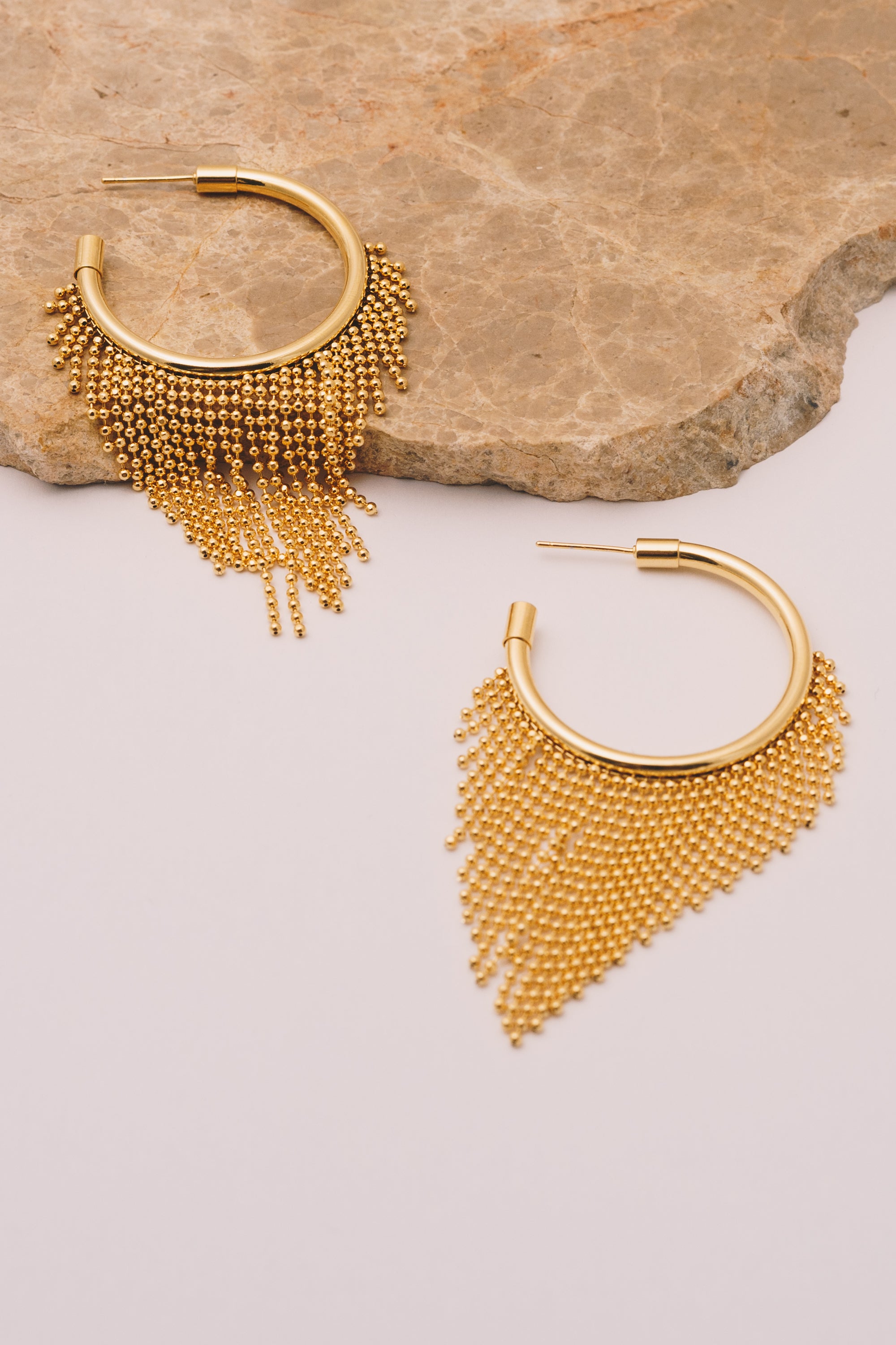 Fringe Hoop Earrings in Gold | VENUS