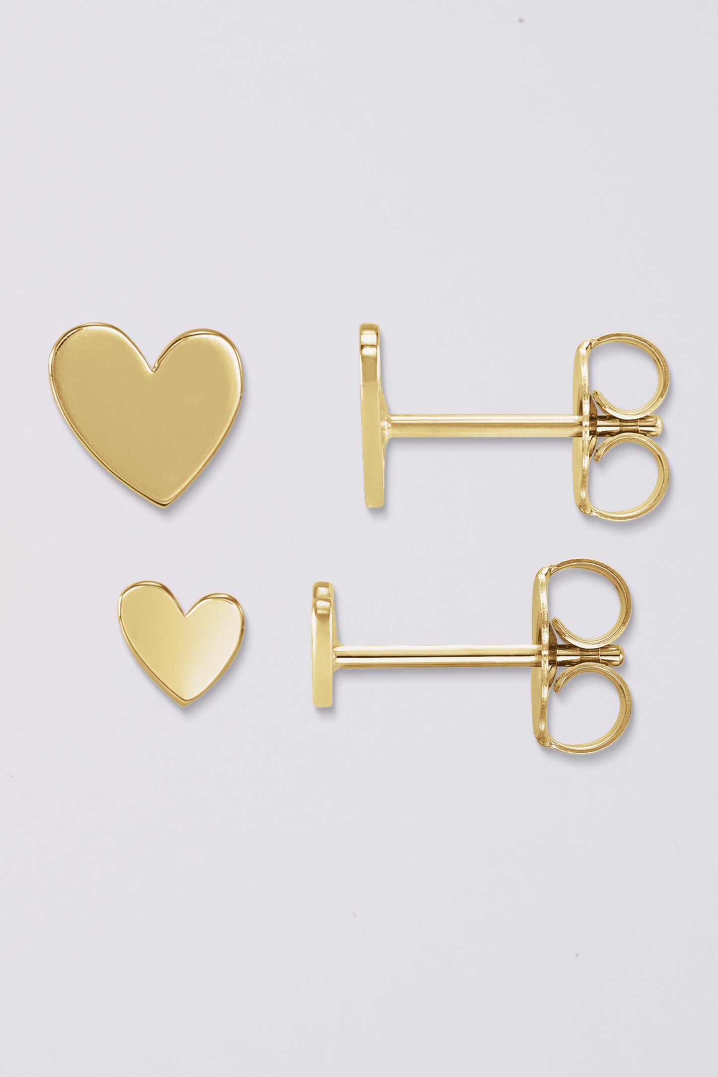 Asymmetric tiny heart studs | 14K Gold