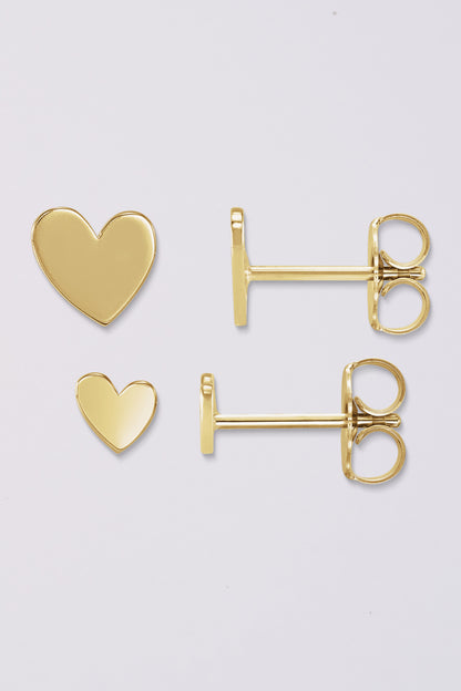 Asymmetric tiny heart studs | 14K Gold