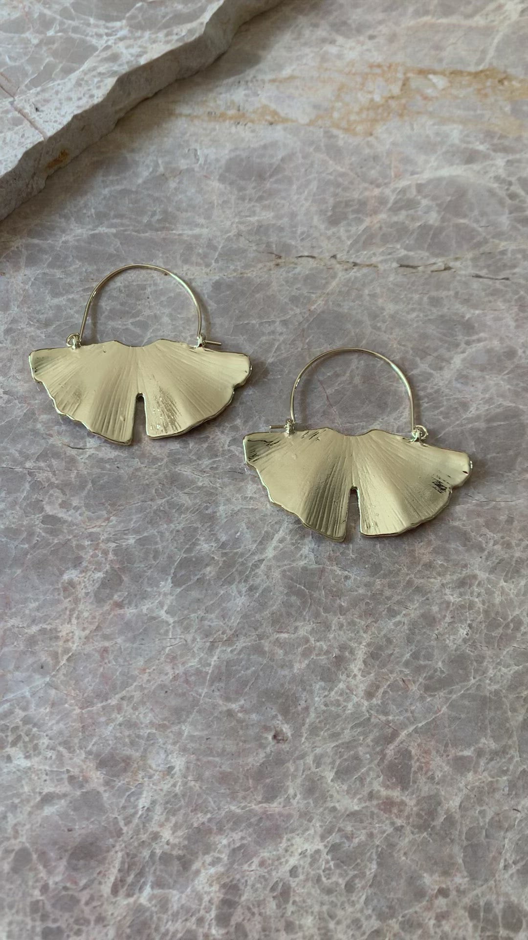 Ginkgo Hoop Earrings | 18k Gold Plating