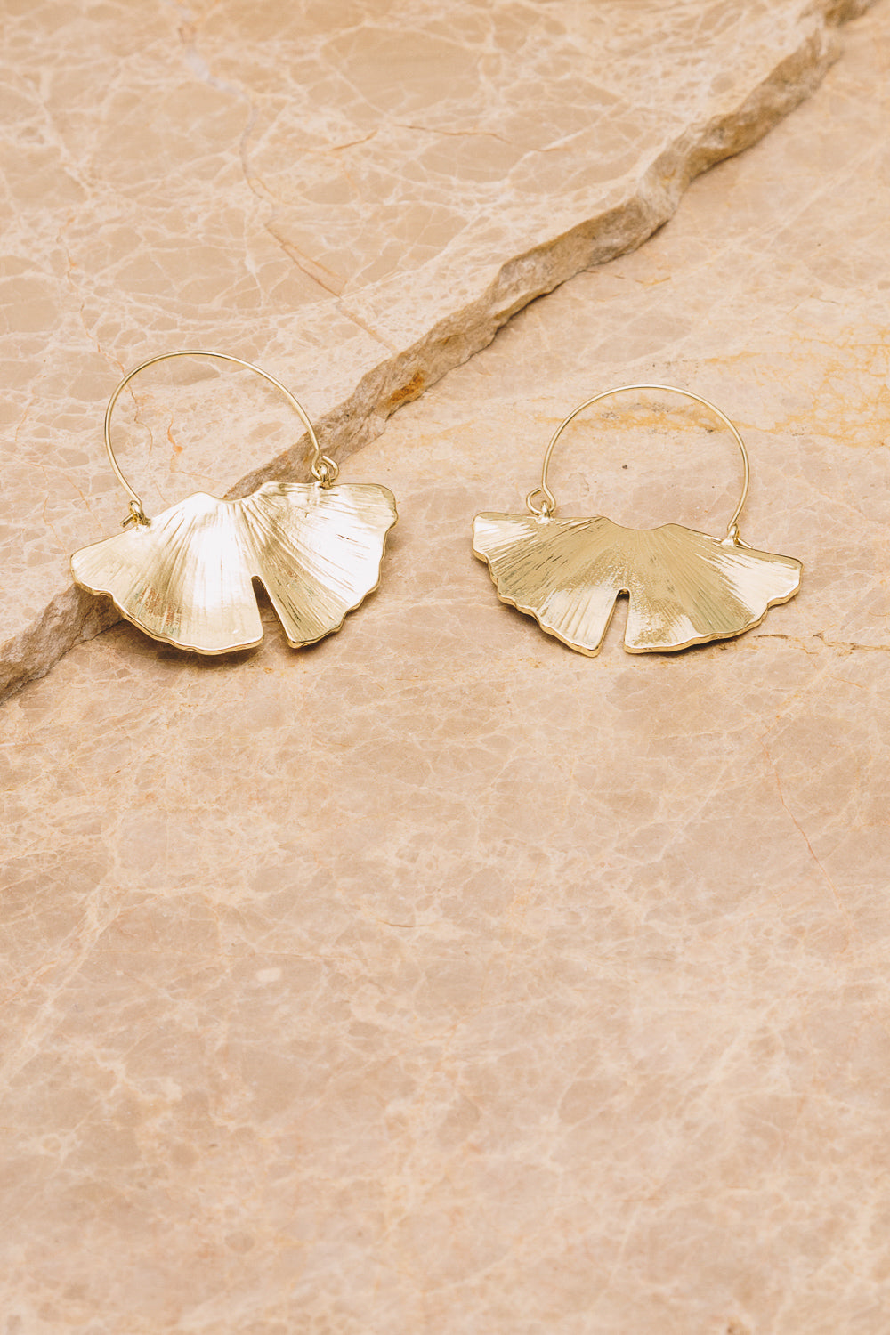 Ginkgo Hoop Earrings | 18k Gold Plating