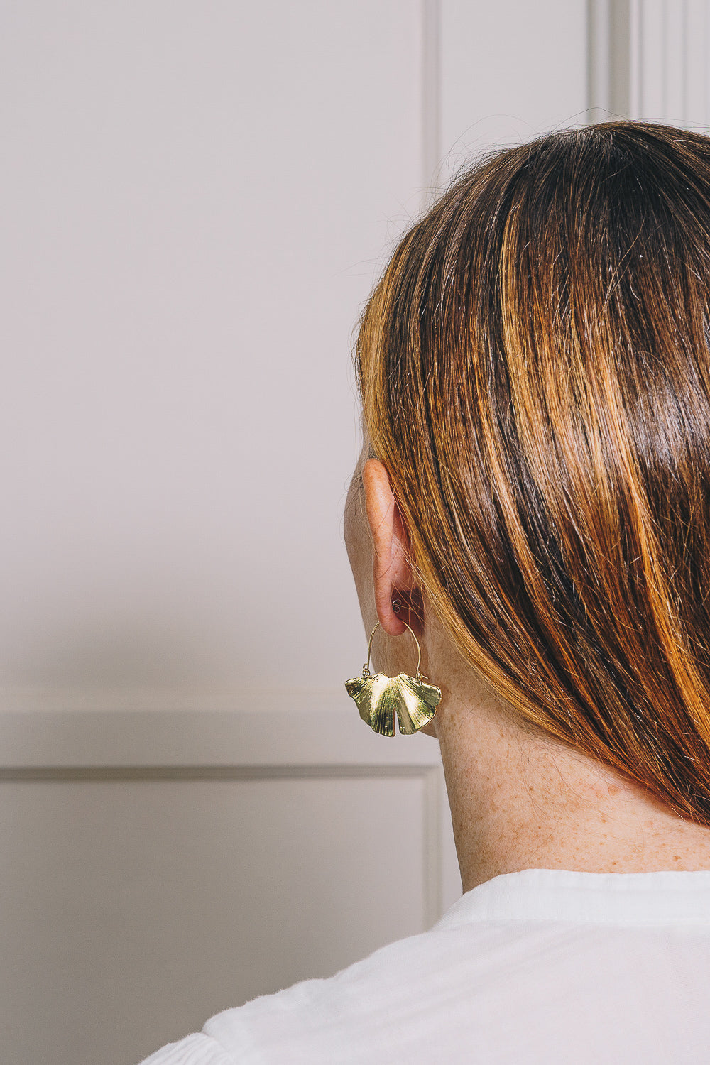 Ginkgo Hoop Earrings | 18k Gold Plating