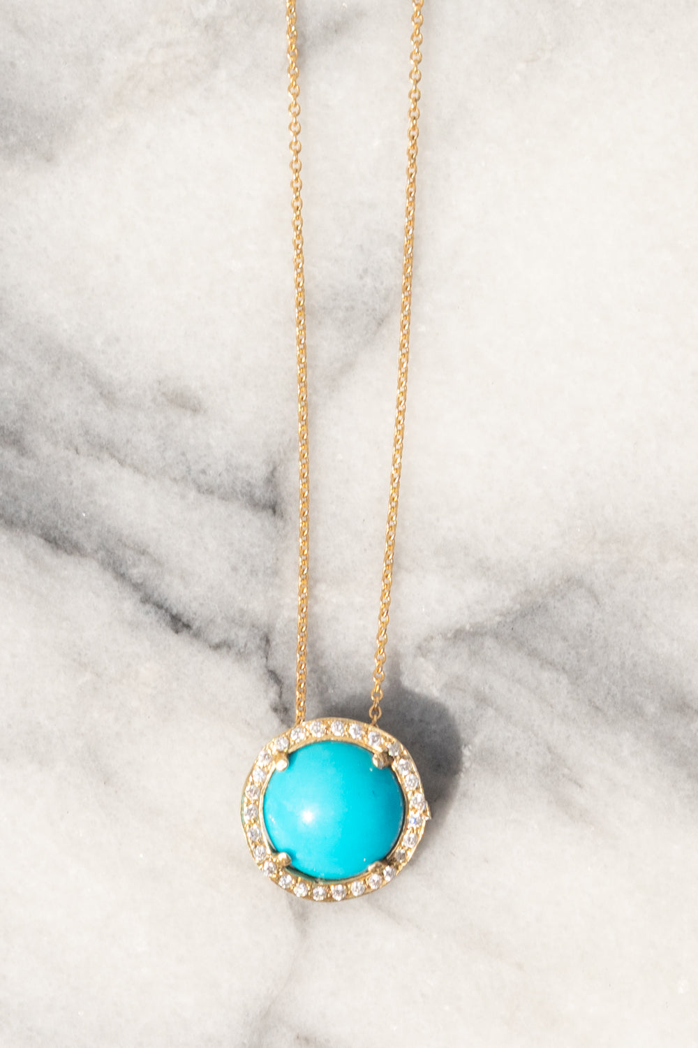 Auréole Cabochon Necklace | Sleeping Beauty Turquoise | 14K Gold