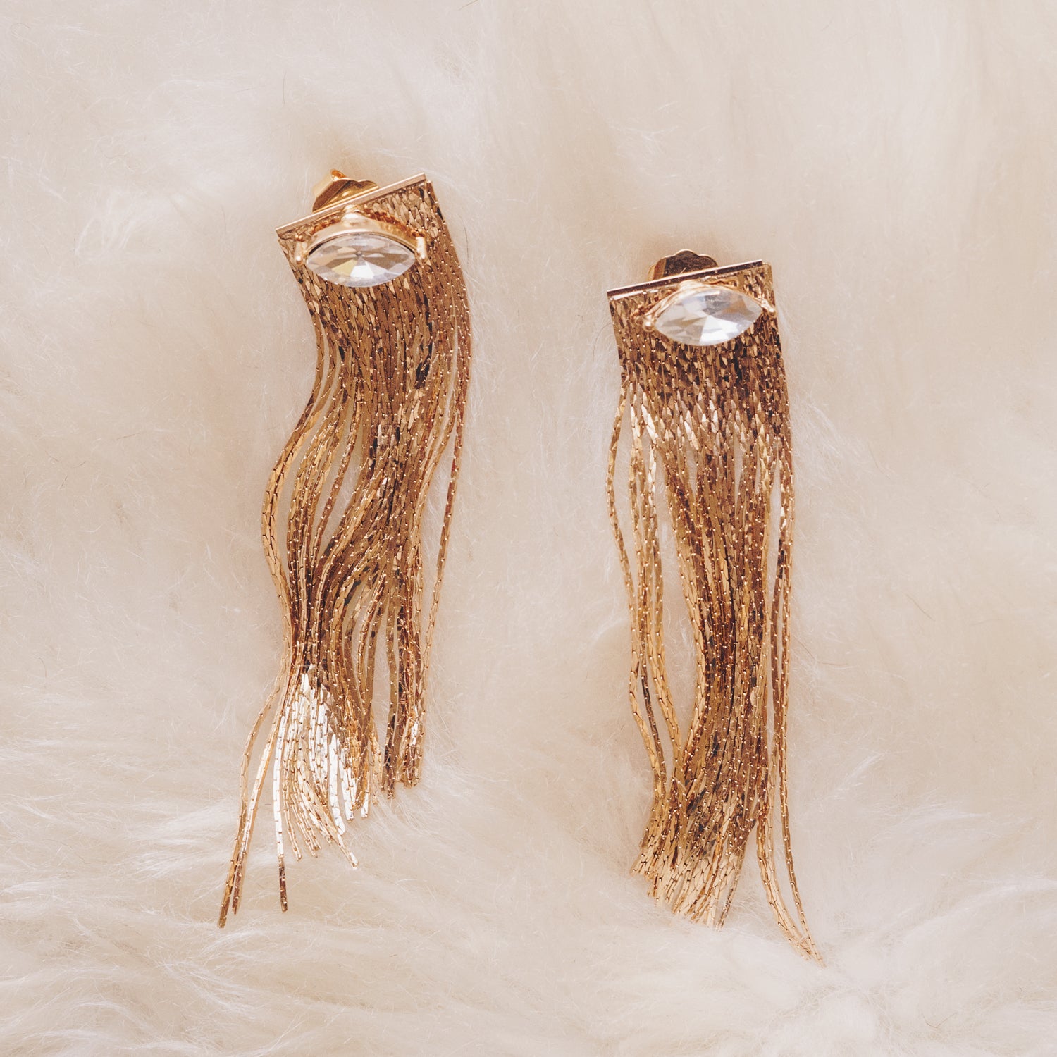 Crystal shops fringe earrings